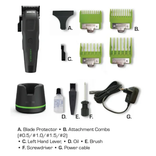 Monster Clippers - Assassin M37 Profi Haarschneider Kabellos