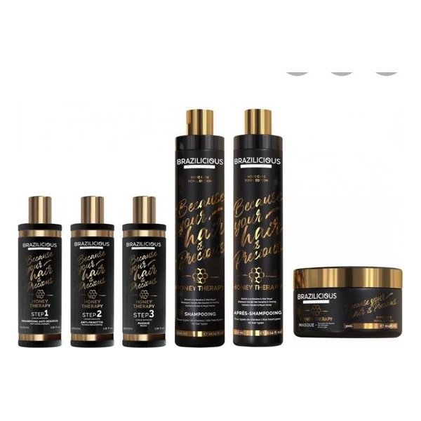 Brazilicious Honey Therapy Set – Keratin 3×100ml + Shampoo, Conditioner & Mask 3×250ml