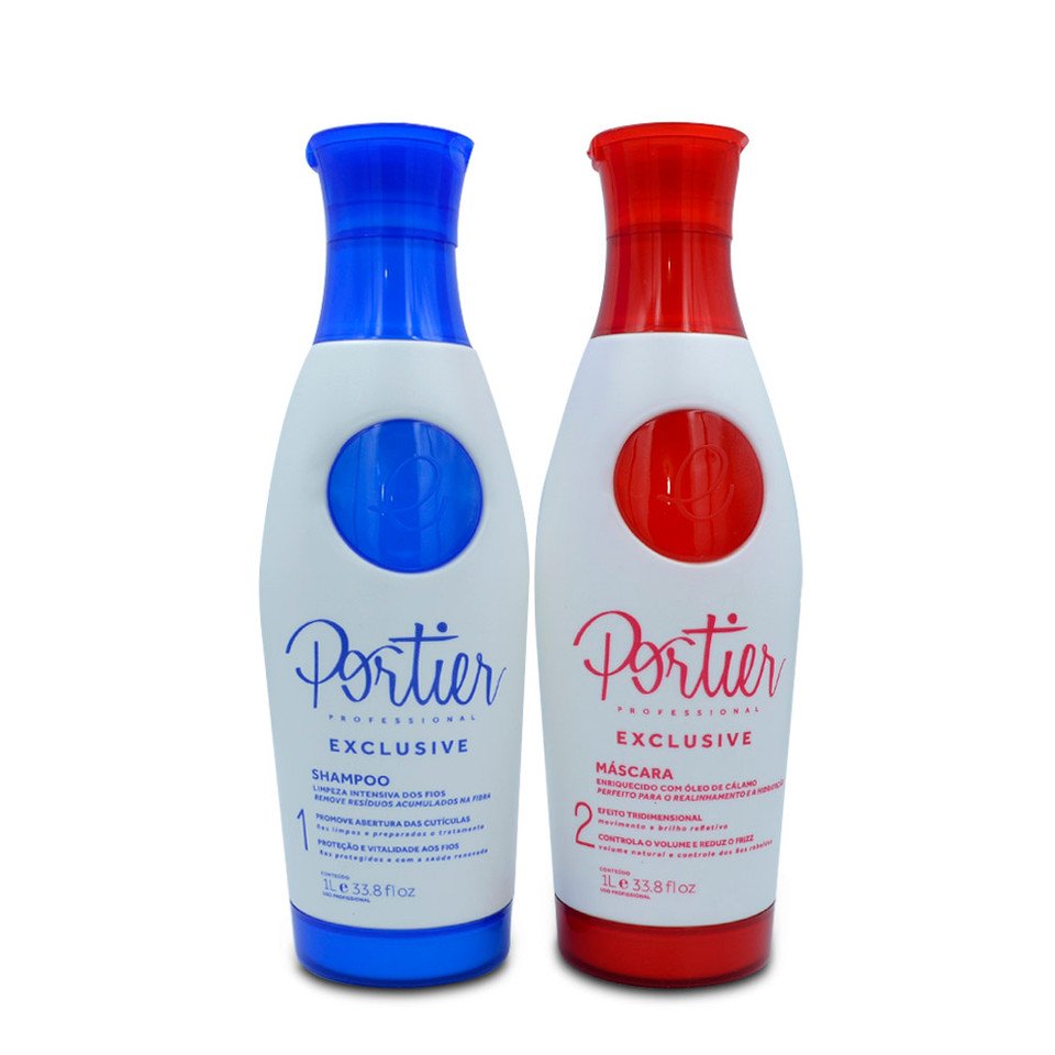 Kit Portier Exclusive Progressive Controla Volume Reduz Frizz 2x1000ml