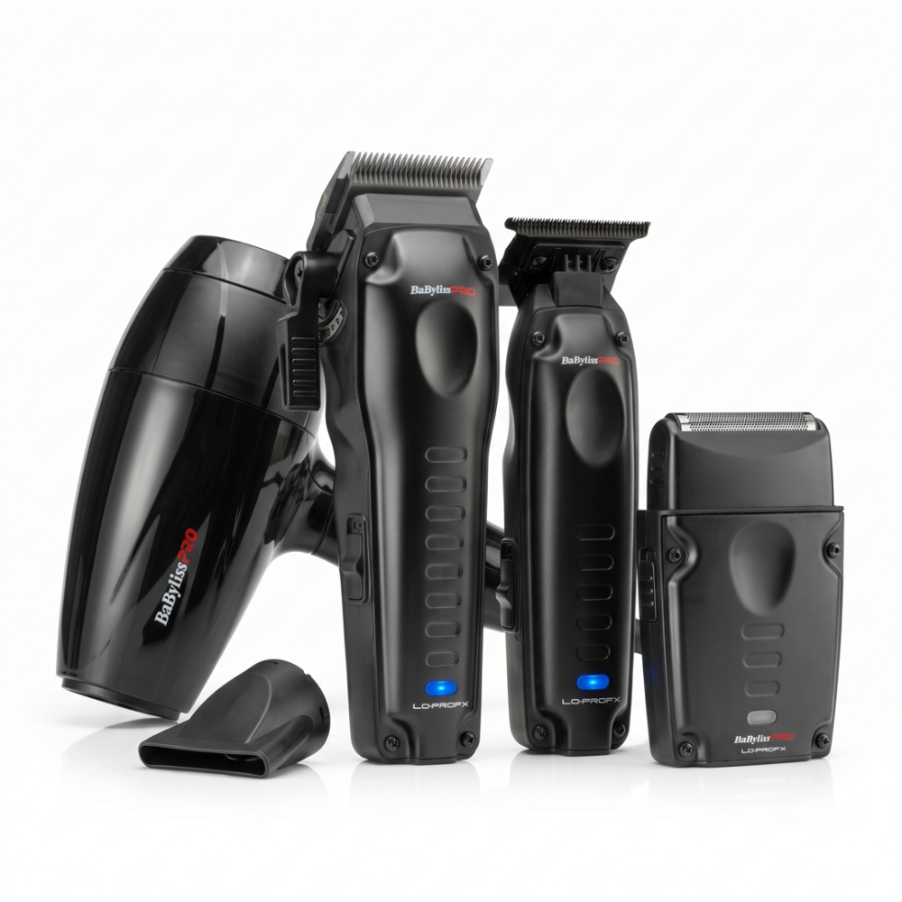 BaBylissPRO Compact LO-PROFX Zwarte Barber Station - Tondeuse, Trimmer, Scheerapparaat & Föhn