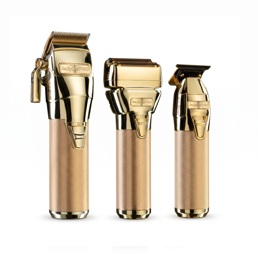BaBylissPRO FXONE All-Metal Gold Trio Set - Tondeuse, Skeleton Trimmer & Shaver