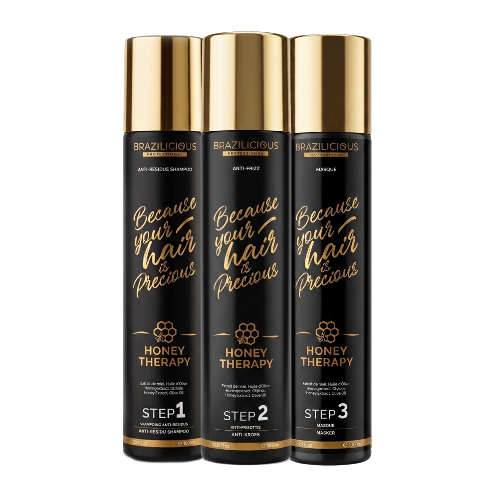 Brazilicious Honey Therapy Keratine Behandeling Kit 3x1000ml