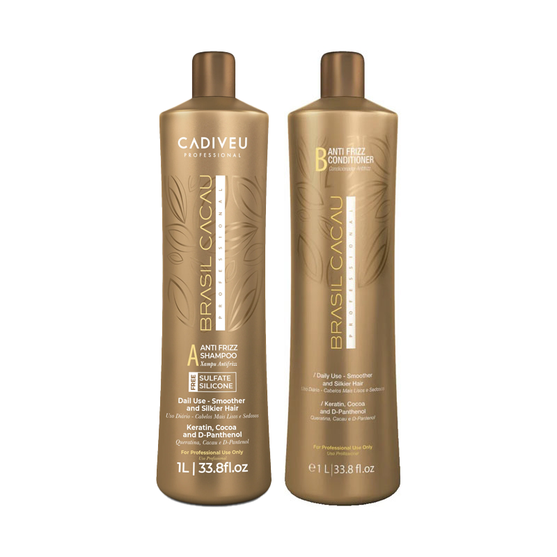 Cadiveu Brasil Cacau Anti-Frizz Shampoo & Conditioner Duo - Sulfaatvrij & Siliconenvrij - 2x1000ml