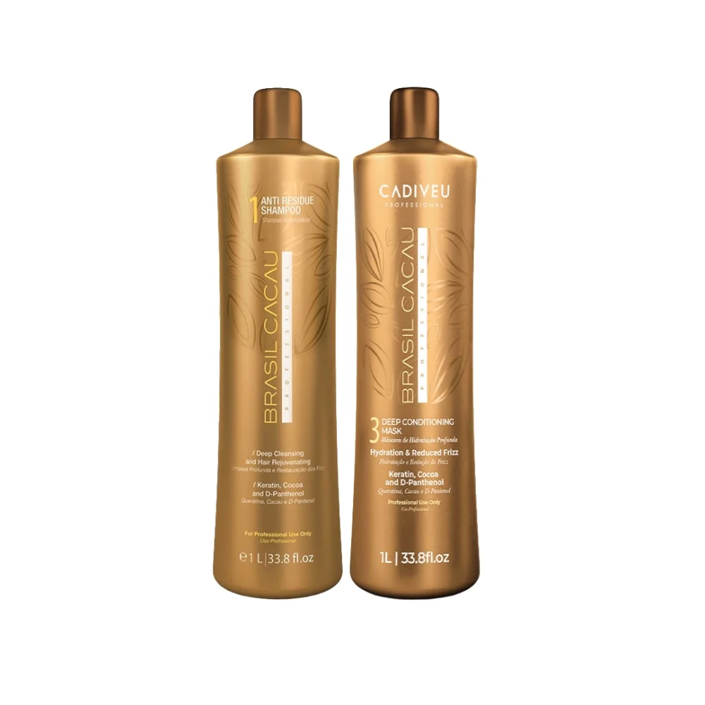 Stap 1 Shampoo & Stap 3 Masker 2x1L - Cadiveu Brasil Cacau