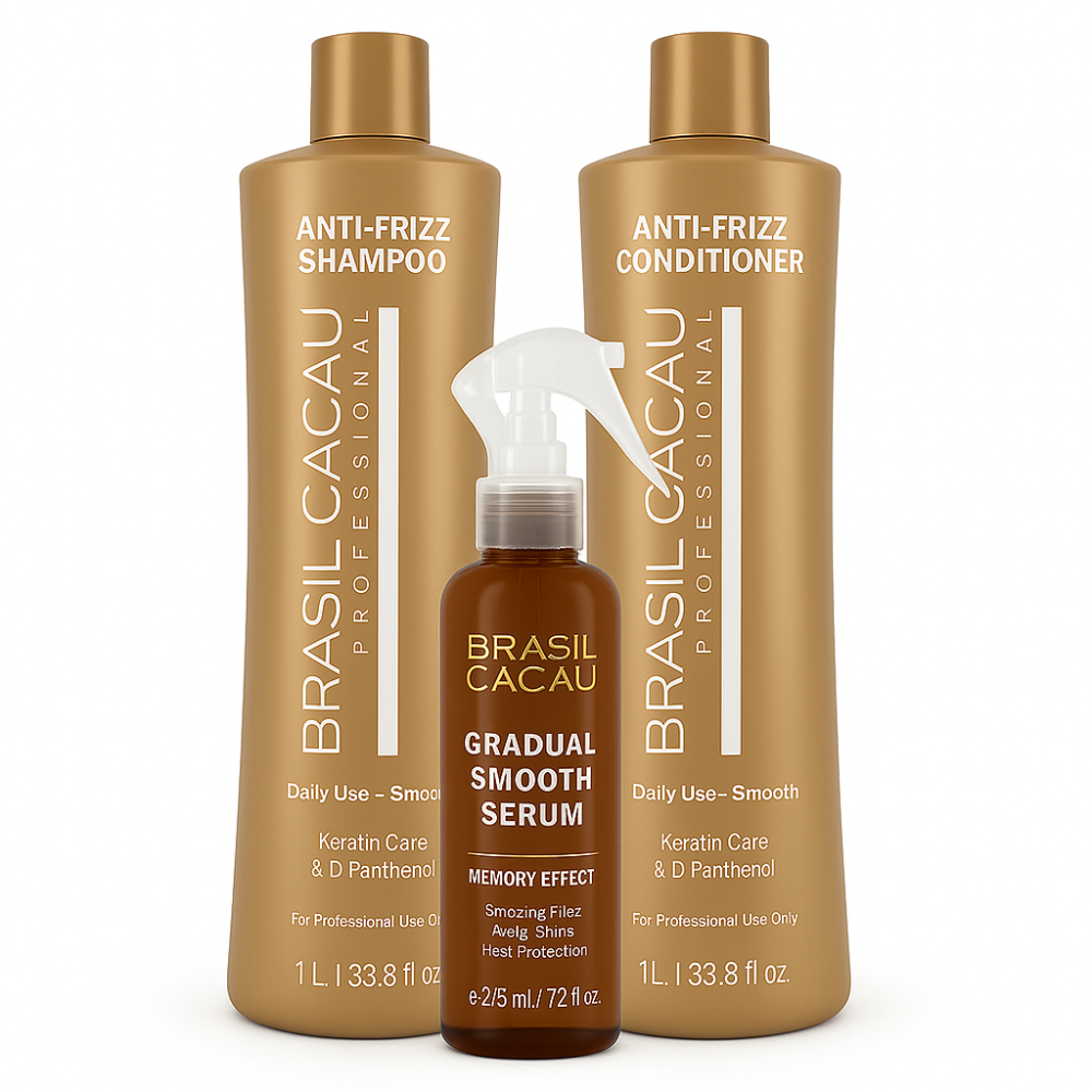 Cadiveu Brasil Cacau Anti-Frizz & Smoothing kit – Shampoo, Conditioner & Serum