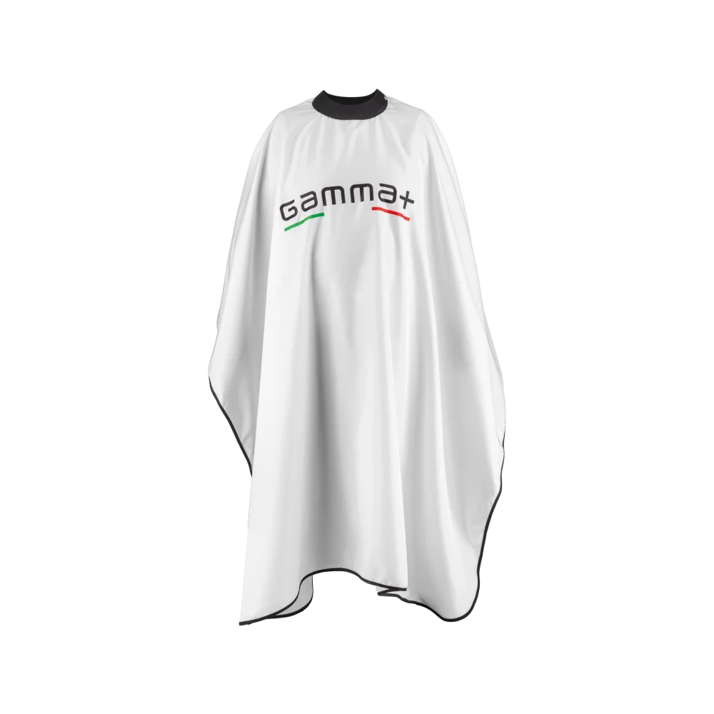 Gamma+ Witte Barber Cape met Siliconen Kraag