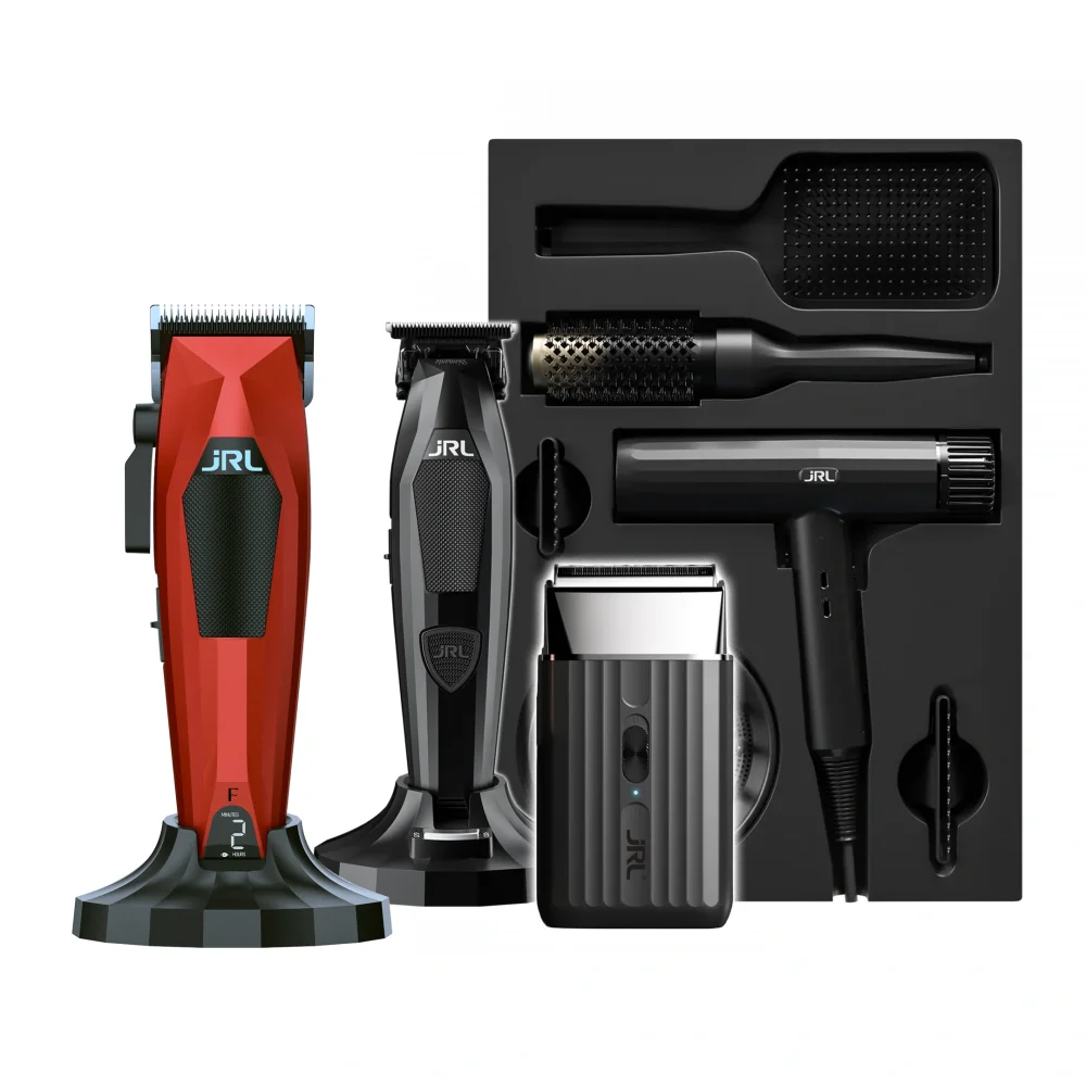 JRL 3000C x Diamante Barber Station Rood & Zwart - Tondeuse, Trimmer, Scheerapparaat & Fohn
