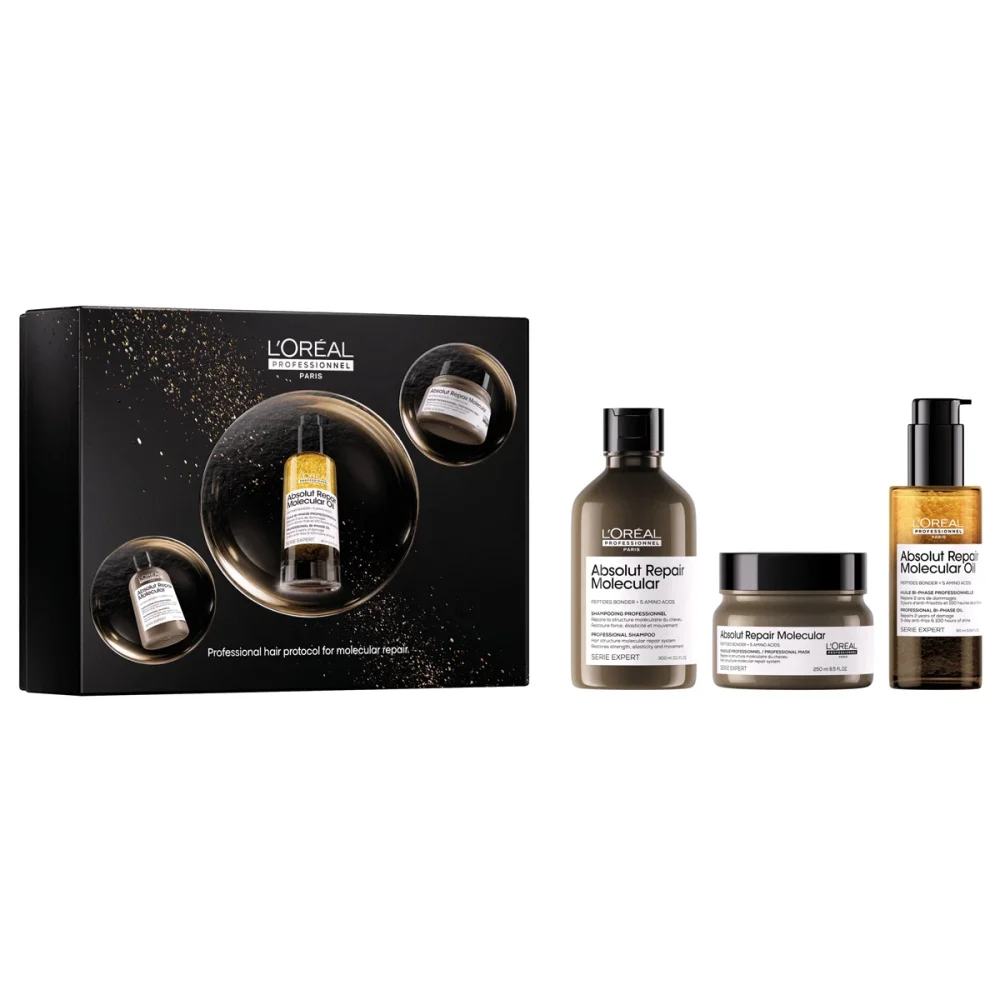L'Oréal Professionnel Absolut Repair Molecular set Limited Edition - Shampoo 300ml + Masker 250ml + Bi-Phase Olie 90ml