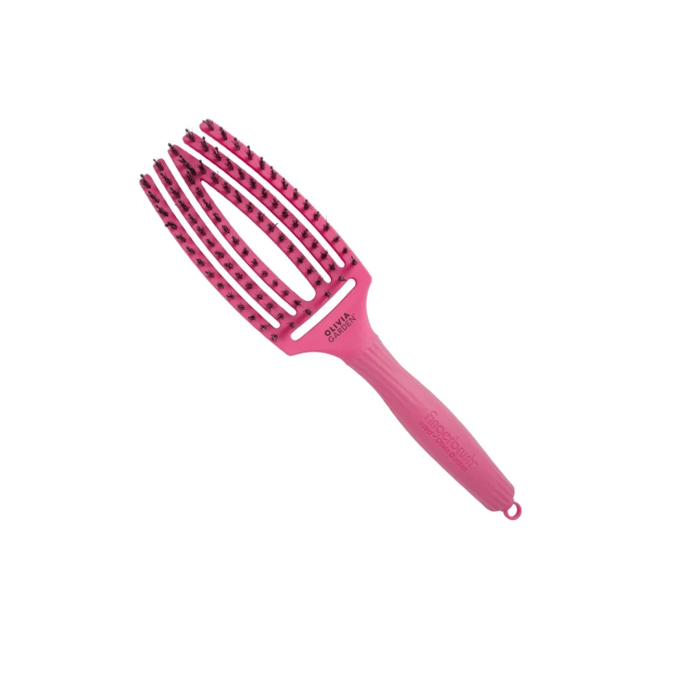 Olivia Garden Fingerbrush Care Iconic Boar & Nilon Hot Pink Medium