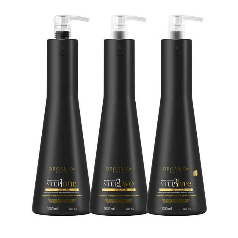 Organic Gold Braziliaanse Keratine Behandeling 3x1000ml – Glanzend & Pluisvrij Haar met Langdurig Effect