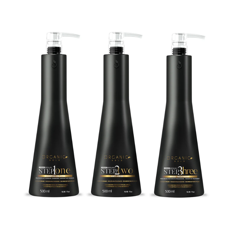 Organic Gold Braziliaanse Keratine Behandelingskit – 3×500ml