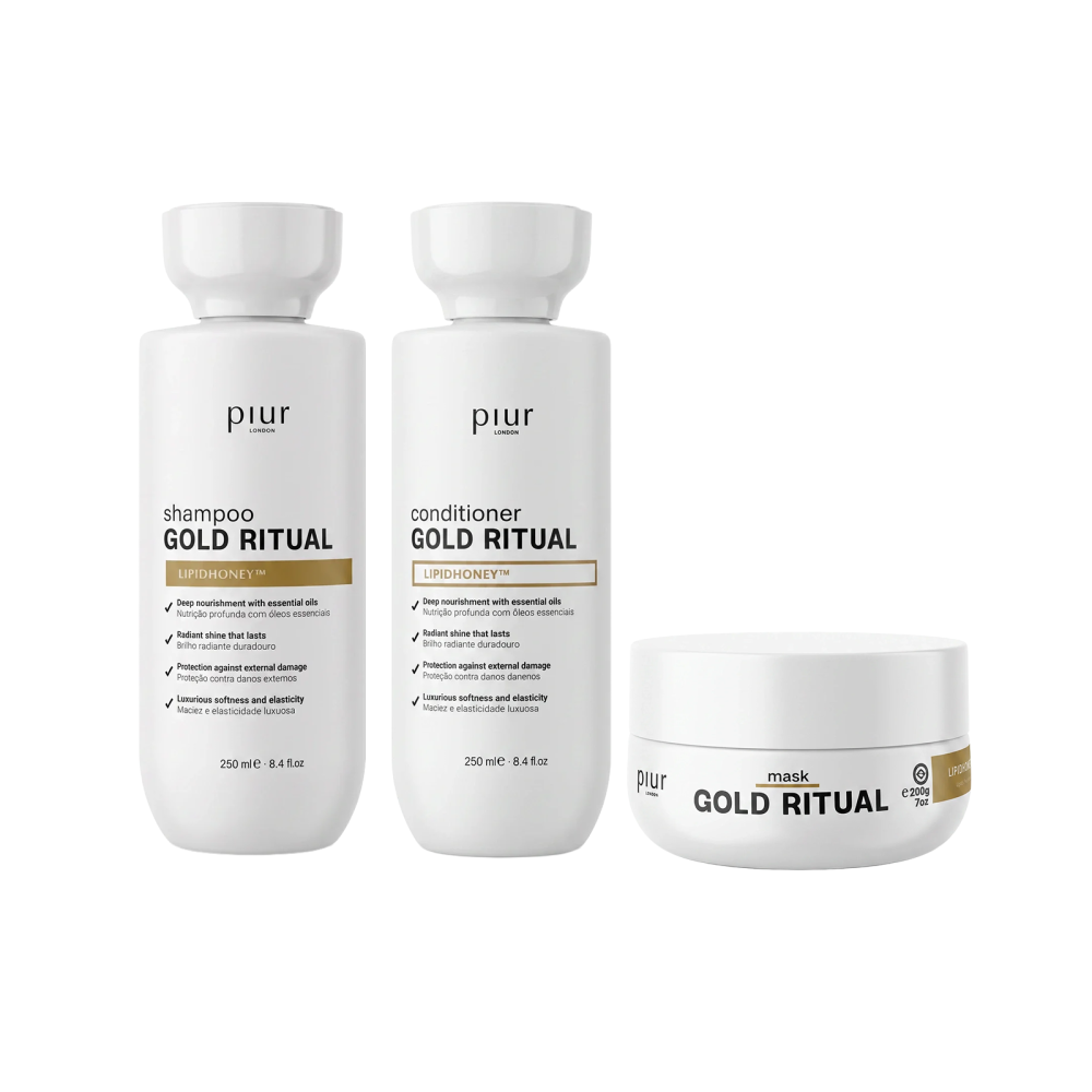 Piur London Gold Ritual Protocole - Gold Ritual Shampoo 250ml + Gold Ritual Conditioner 250ml + Gold Ritual Mask 200g