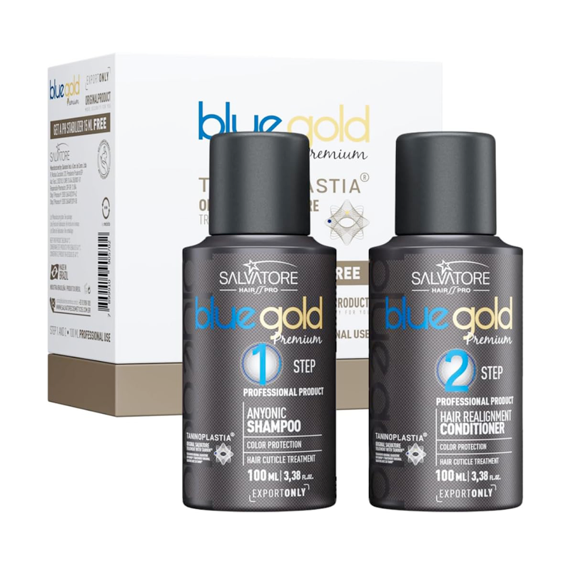 Salvatore Blue Gold Premium - Brasilianisches Tannin Glättungsset - 2×100ml