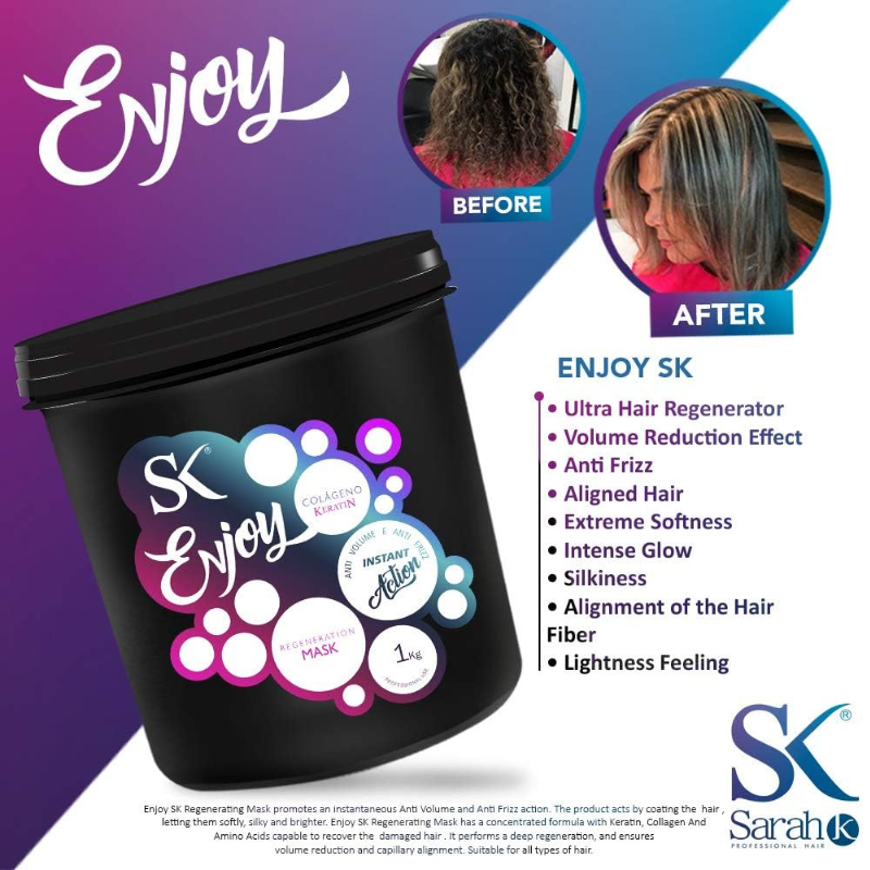 Sarah K - Enjoy - Masque Capillaire Professionnel Régénérant Kératine Collagène – 1kg