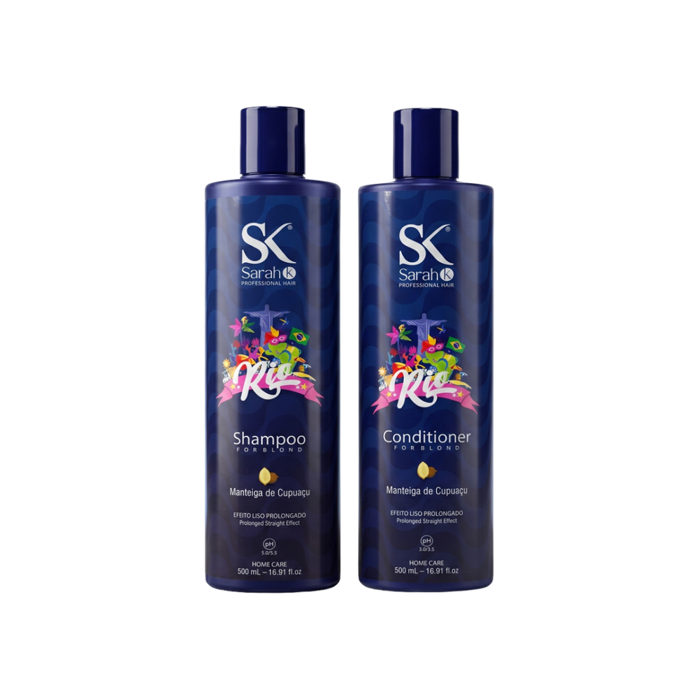 Sarah K Professional Hair Rio Shampooing et Après-Shampooing sans Sulfates pour Cheveux Blonds - 2x500ml