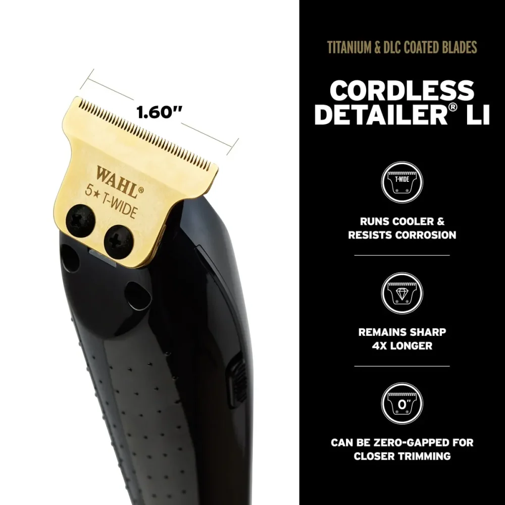 Wahl 5-Star Barber Combo Draadloos - Magic Clip + Detailer Li met gouden titanium- en DLC-messen