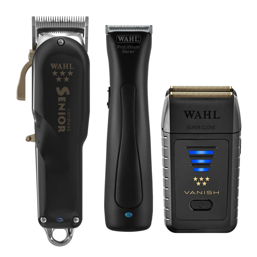Wahl Set cordless Senior Haarschneider + stealth Beret Trimmer + Vanish Rasierer - Volumen, Linie und Abschluss