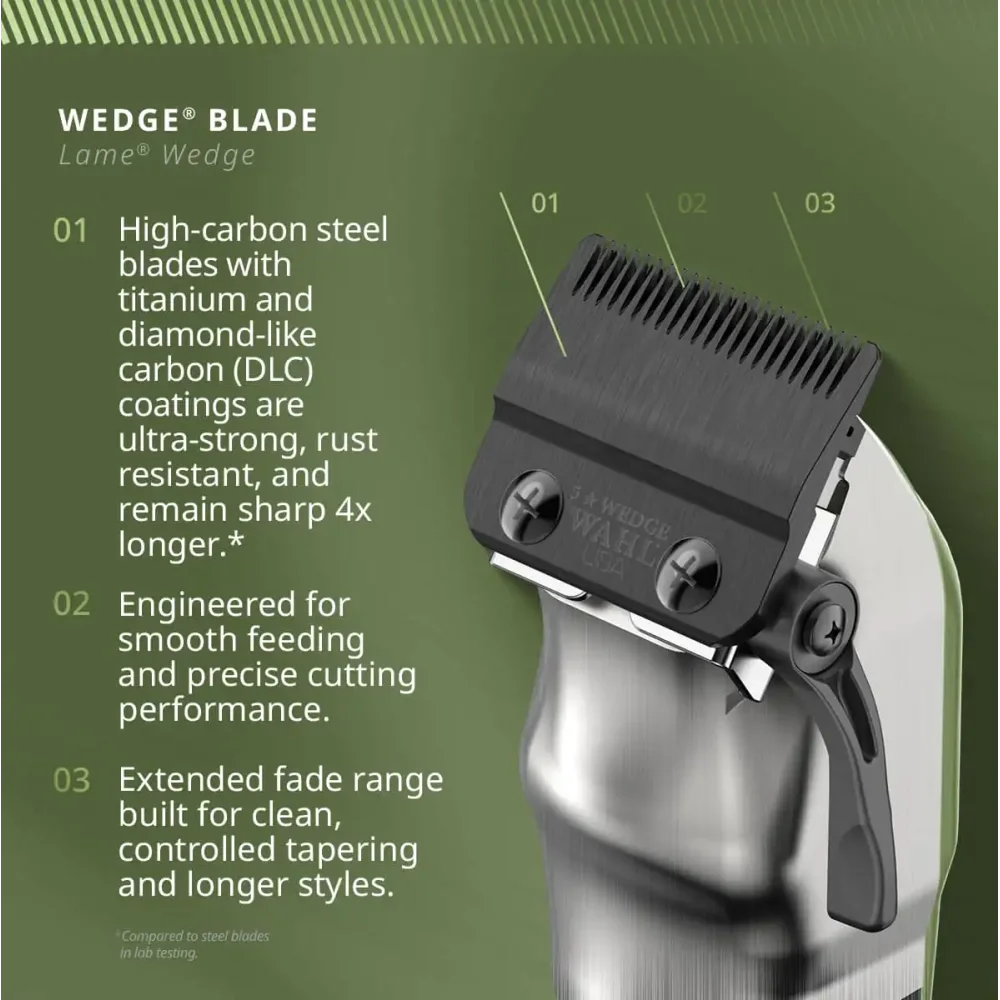 Wahl 5-Star Legend+ Draadloze Tondeuse Groen - volledig metalen tondeuse met Precision Wedge mes