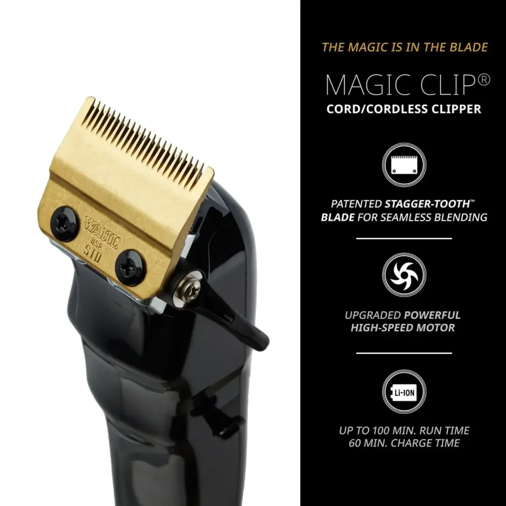 Wahl Magic Clip Cordless Zwart - 5-Star Snoer/Snoerloze Tondeuse met Stagger-Tooth-snijmes