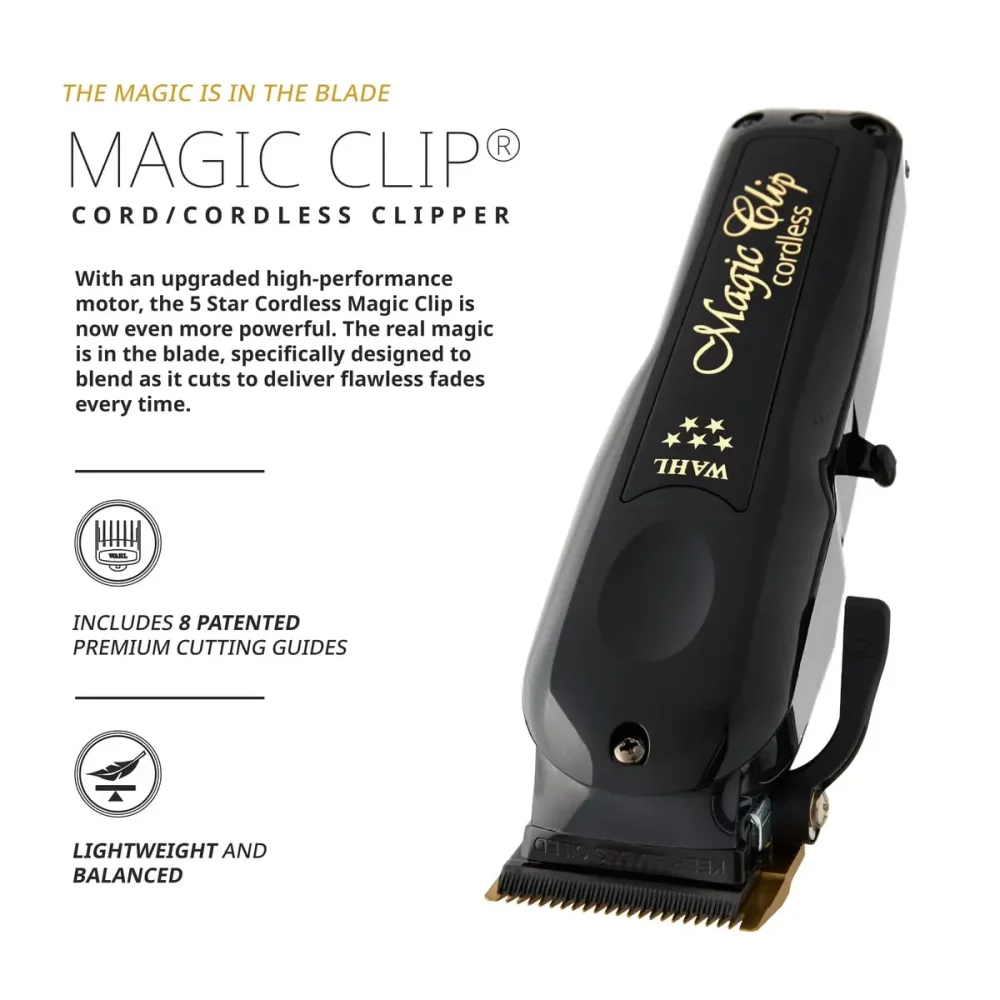 Wahl Magic Clip Cordless Zwart - 5-Star Snoer/Snoerloze Tondeuse met Stagger-Tooth-snijmes