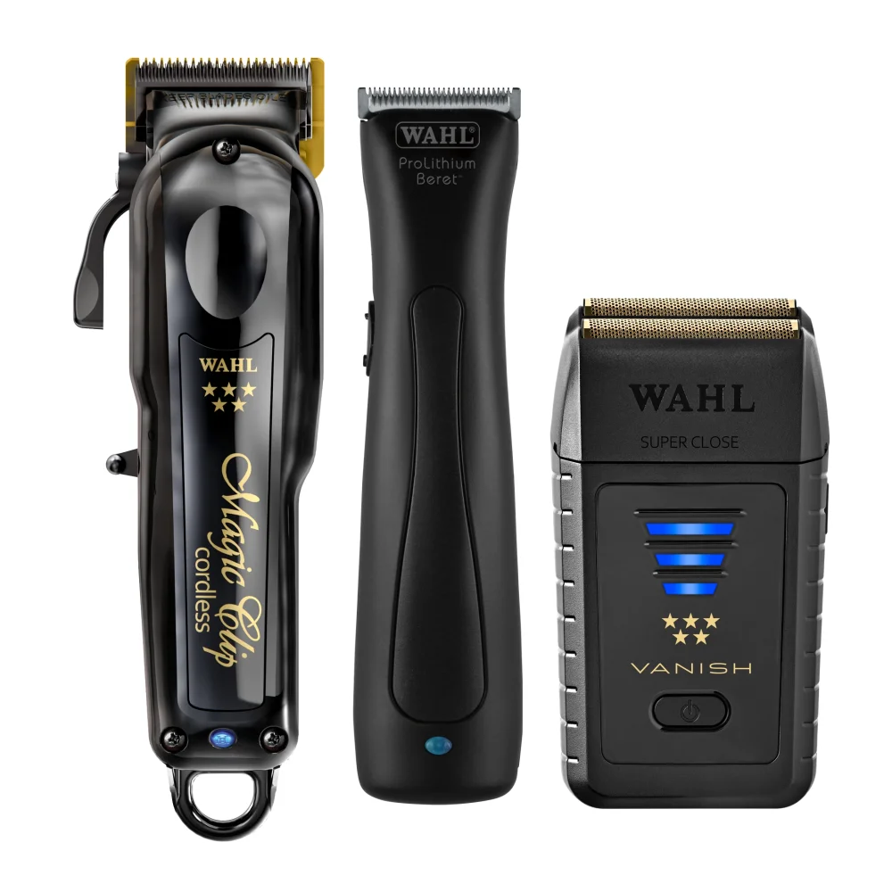 Wahl Set: Magic Clip Cordless Zwart + stealth Beret + Vanish Shaver
