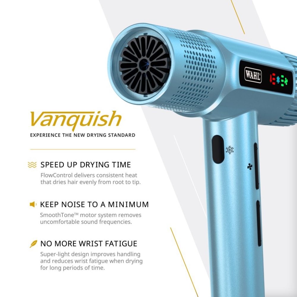 Sèche-cheveux WAHL Vanquish à moteur numérique - Cool Blue
