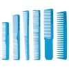 Gamma+ Set de peignes barbier bleu clair - 6 peignes professionnels avec housse de rangement