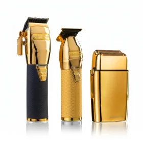 BaBylissPRO Coffret Trio Gold - Tondeuse GoldFX, Tondeuse de precision SkeletonFX Gold et Rasoir FoilFX02 Gold