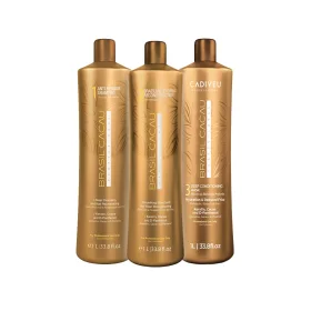 Cadiveu Brasil Cacau Thermal Reconstruction Soin Lissage à la Kératine Kit 3x1000ml