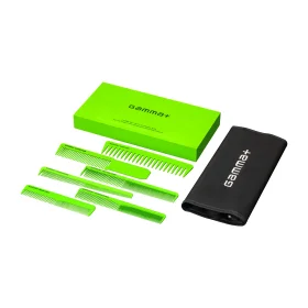 Gamma+ Groene 6-delige Dubbelzijdige Barber Set