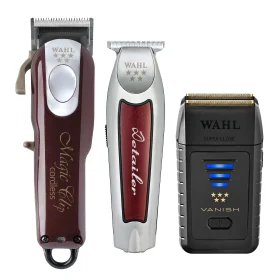 Wahl Set cordless Magic Clip Rood + cordless Detailer Li Rood + Vanish Shaver - Stagger-Tooth tondeuse, T-Wide zero-gap trimmer en scheerapparaat