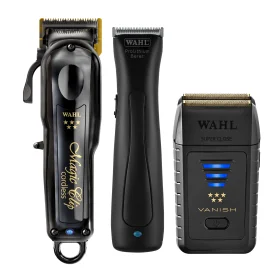 Wahl Set: Magic Clip Cordless Zwart + stealth Beret + Vanish Shaver