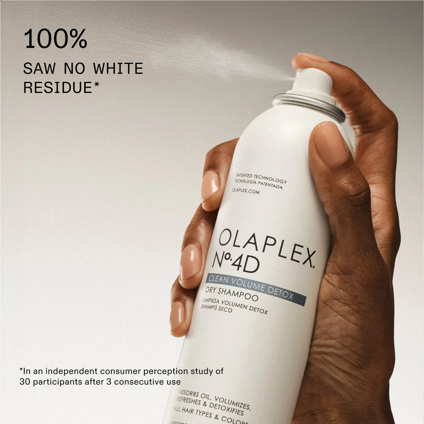 Olaplex No.4D dry shampoo absorbs oil with no white residue
