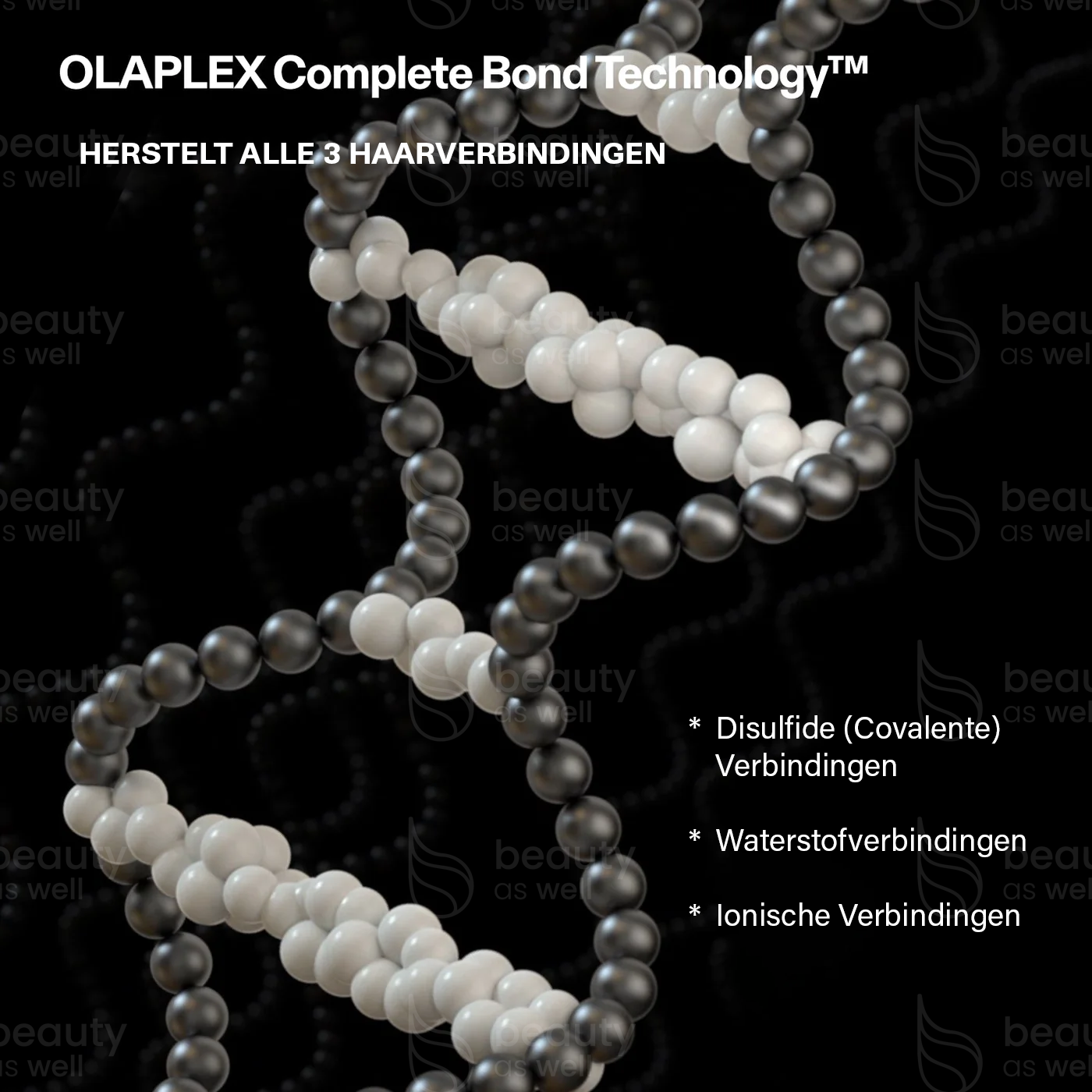 OLAPLEX Complete Bond Technology OLAPLEX bond-technologie ondersteunt disulfide waterstof en ionbindingen