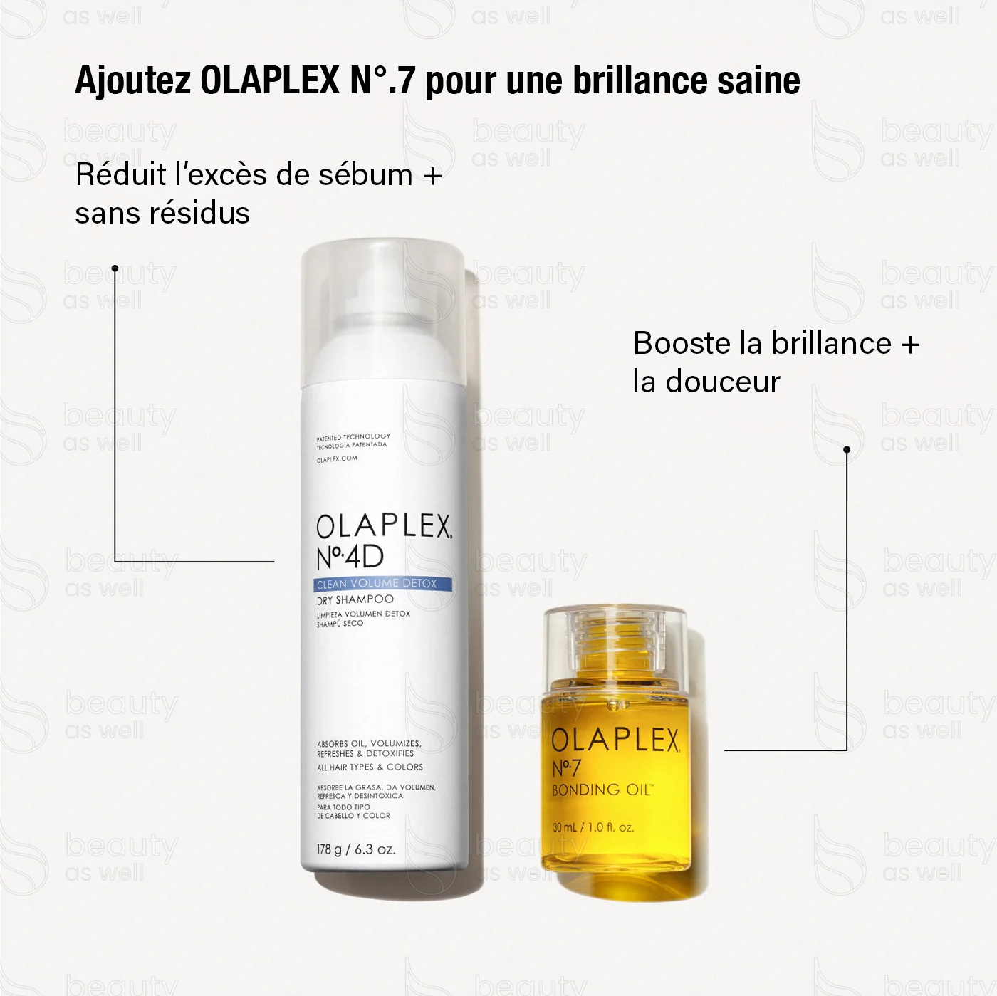 Astuce pro : associez Olaplex No.4D Shampoo Sec à No.7 Bonding Oil pour plus de brillance et de douceur