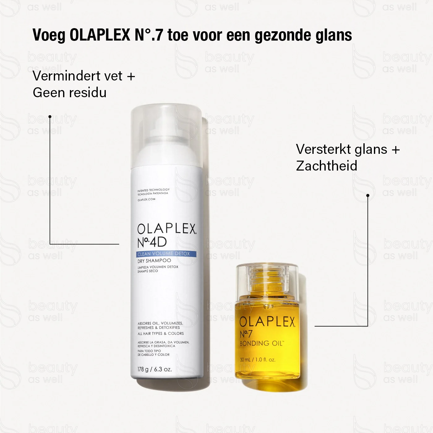 Pro tip: combineer Olaplex No.4D Droogshampoo met No.7 Bonding Oil voor glans en zachtheid