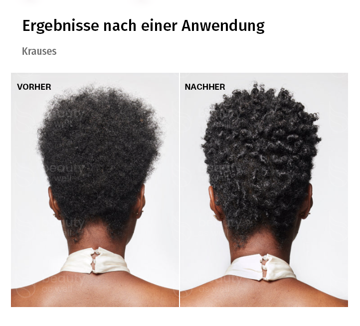 Ergebnisse OLAPLEX Nº.4 – Krauses Haar Ergebnisse von OLAPLEX Nº.4 bei krausem Haar nach einer Wäsche