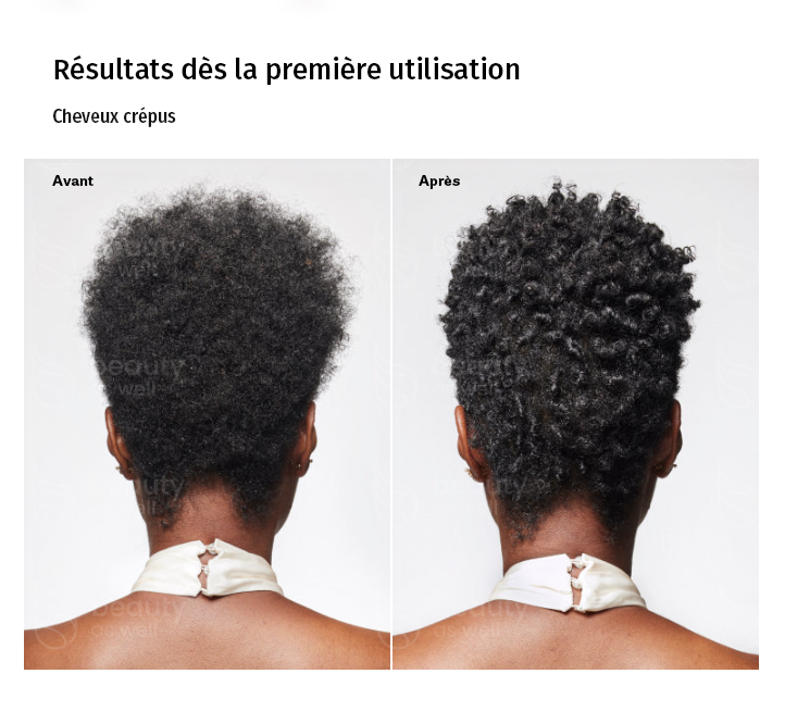 Résultats OLAPLEX Nº.4 – Cheveux crépus Résultats OLAPLEX Nº.4 sur cheveux crépus après un lavage