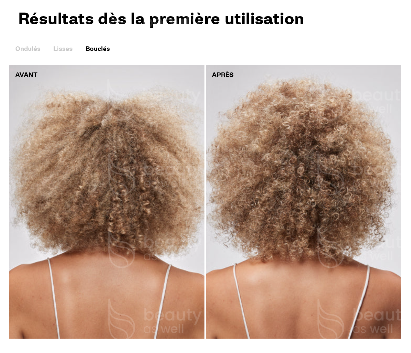 Resultat - Cheveux boucles Cheveux boucles avant apres Olaplex plus doux mieux definis et plus brillants