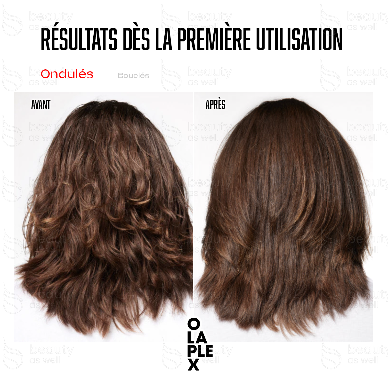 OLAPLEX Nº.9 — Ondulations Avant / Après OLAPLEX Nº.9 sur cheveux ondulés