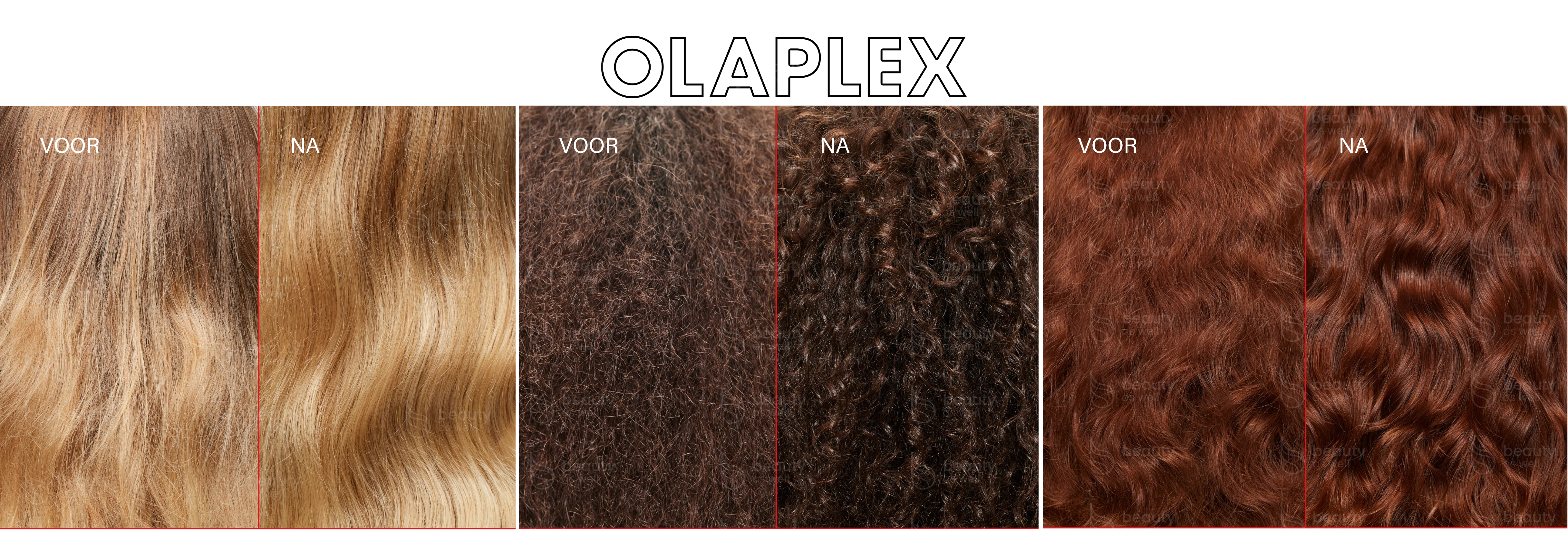 Voor en na OLAPLEX Full-On Shine Set voor en na