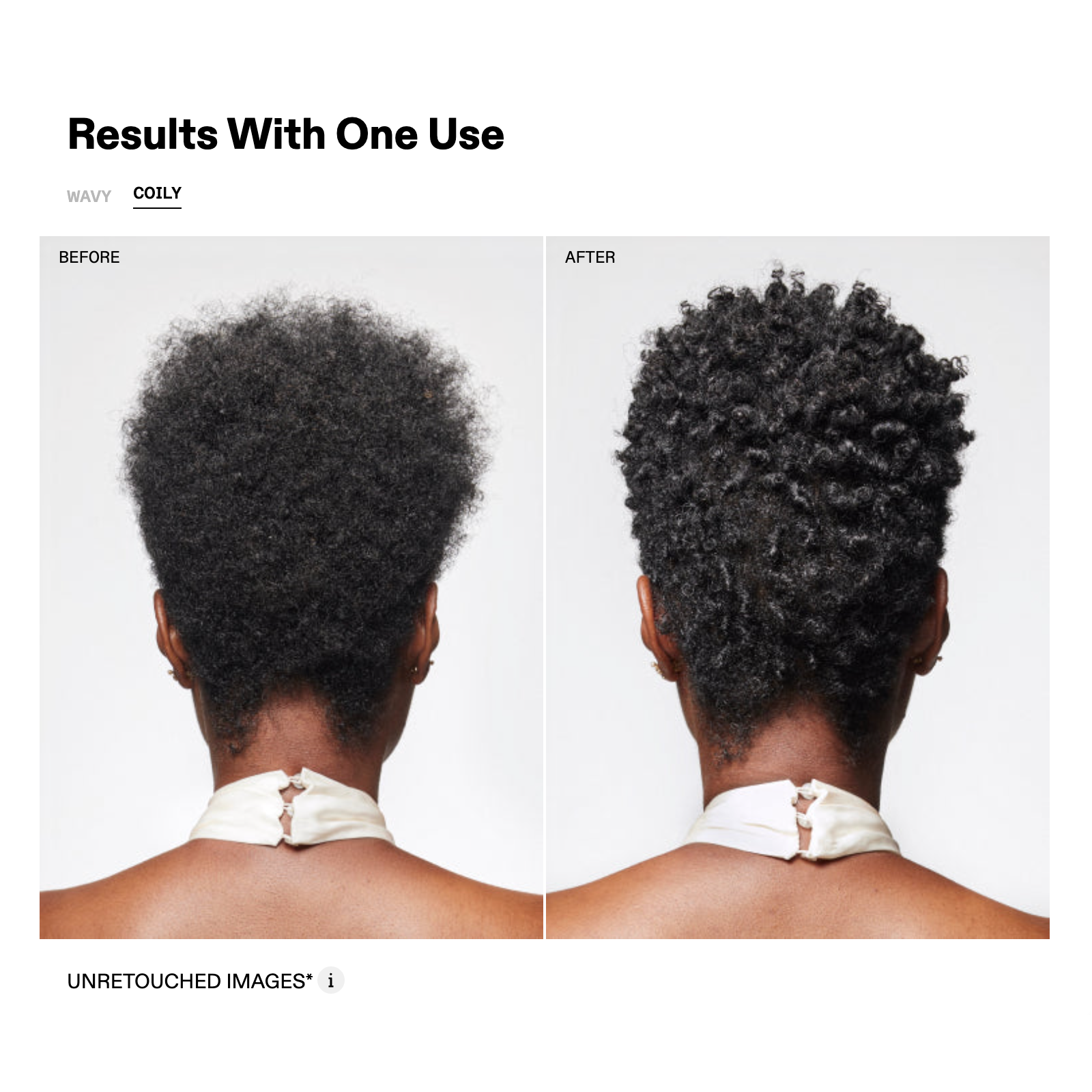 OLAPLEX Nº.9 on coily hair Before and after results using OLAPLEX Nº.9 on coily hair