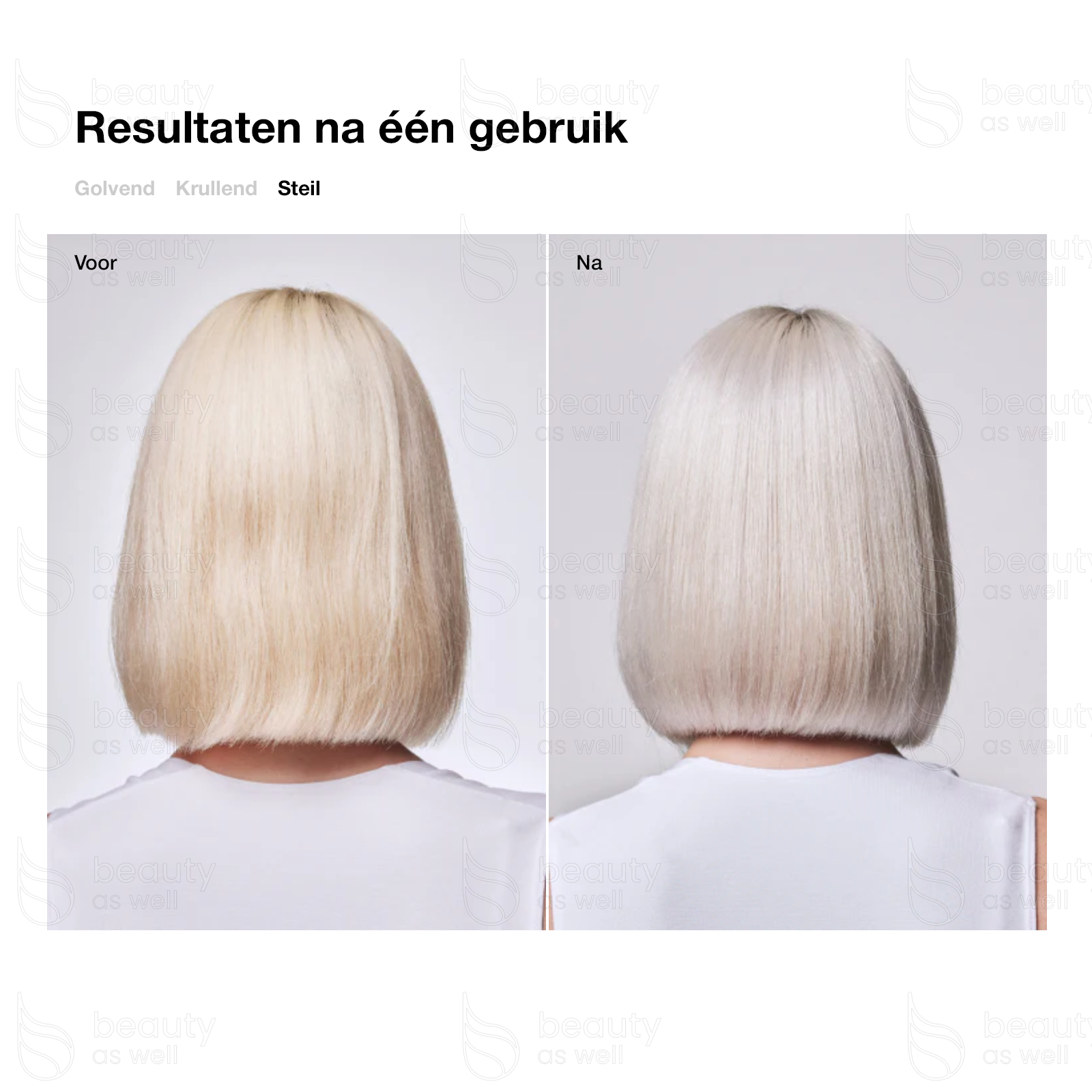 Nº.4P resultaten op steil haar Resultaten met OLAPLEX Nº.4P op steil haar