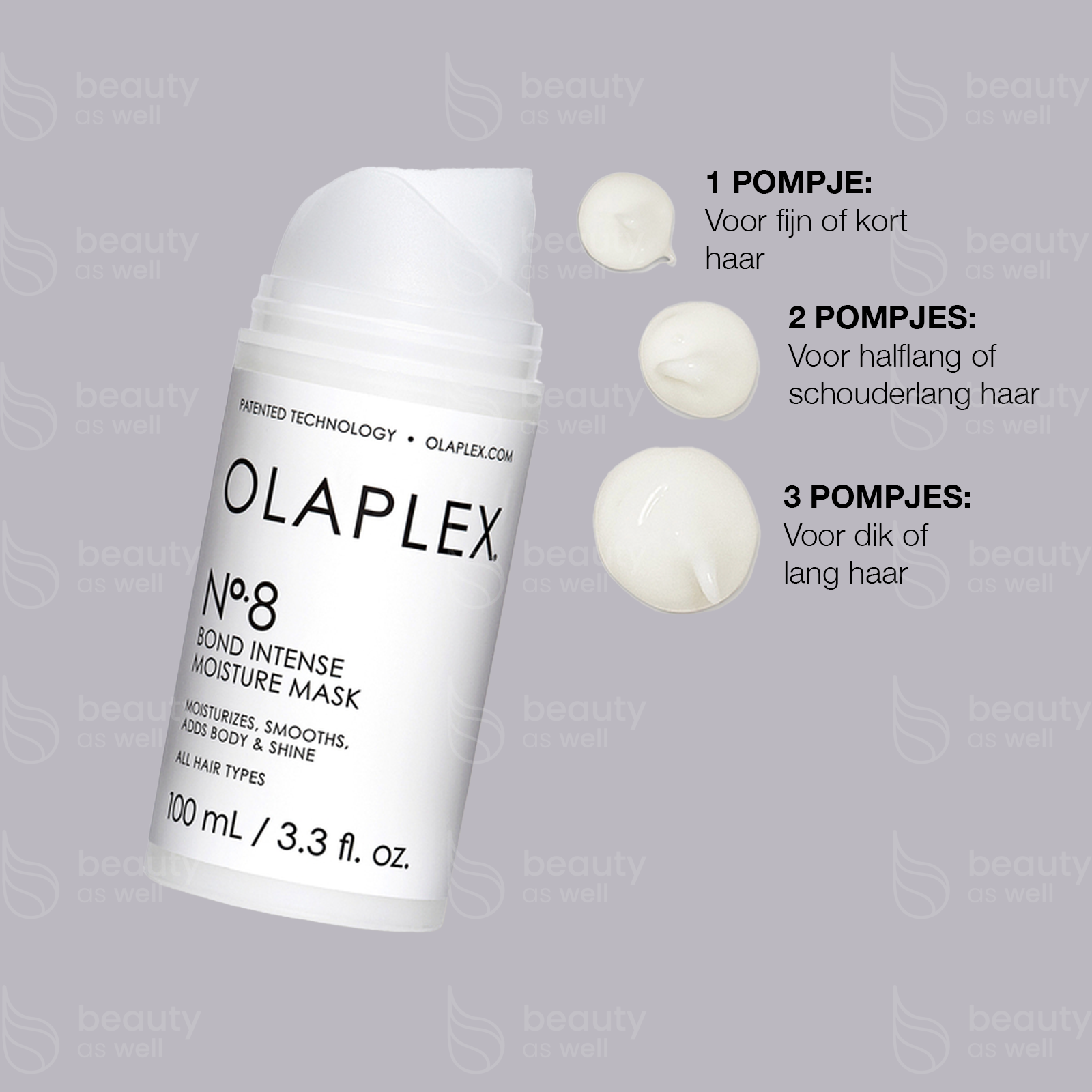 Hoeveel pompjes? OLAPLEX Nº.8 hoeveel pompjes per haartype