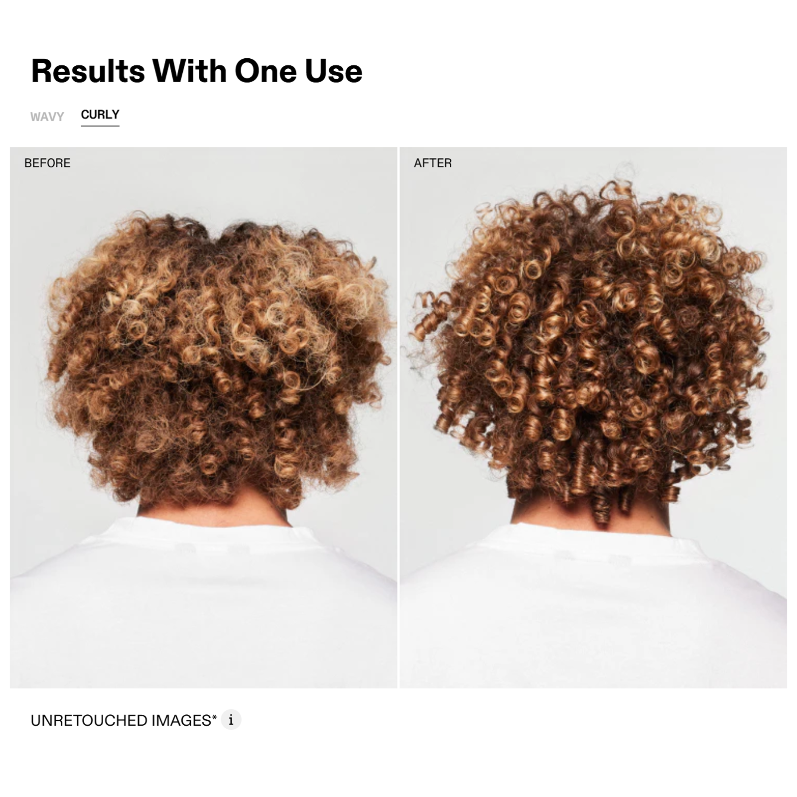 Results – Curly Hair OLAPLEX Nº.4C results on curly hair: cleaner, shinier, stronger