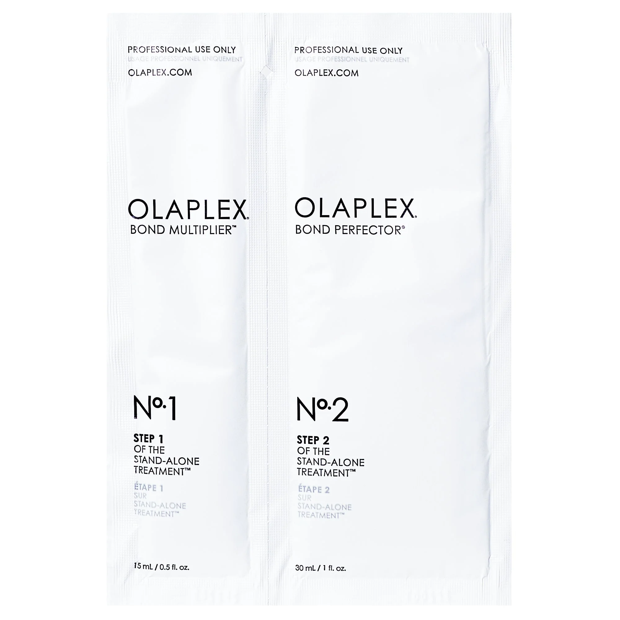 Contenu du kit OLAPLEX Single-Use Contenu du kit : flacons à usage unique OLAPLEX Nº.1 et Nº.2