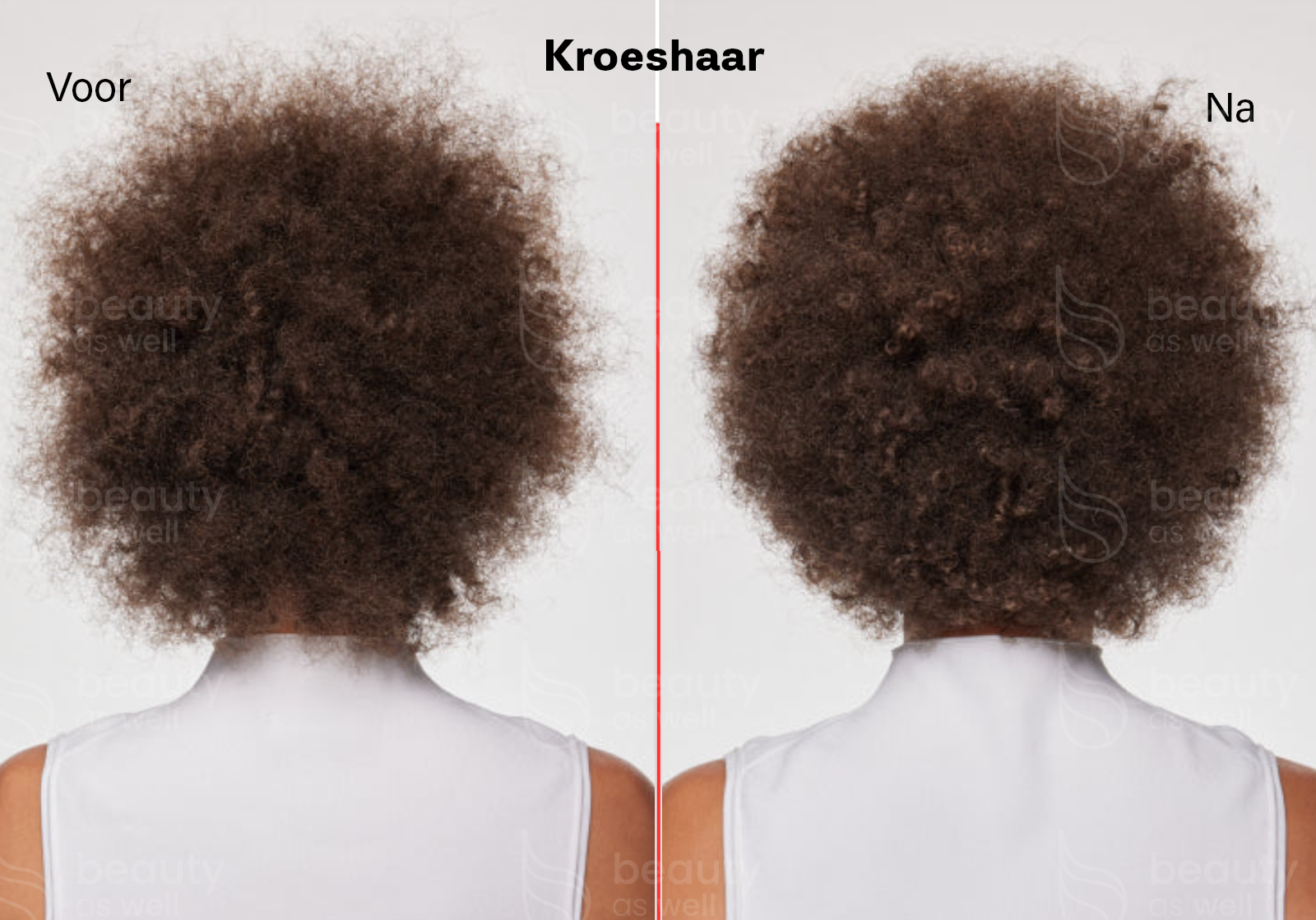OLAPLEX Nº.0 Resultaten Kroeshaar Voor en na OLAPLEX Nº.0 met Nº.3 resultaten bij kroeshaar