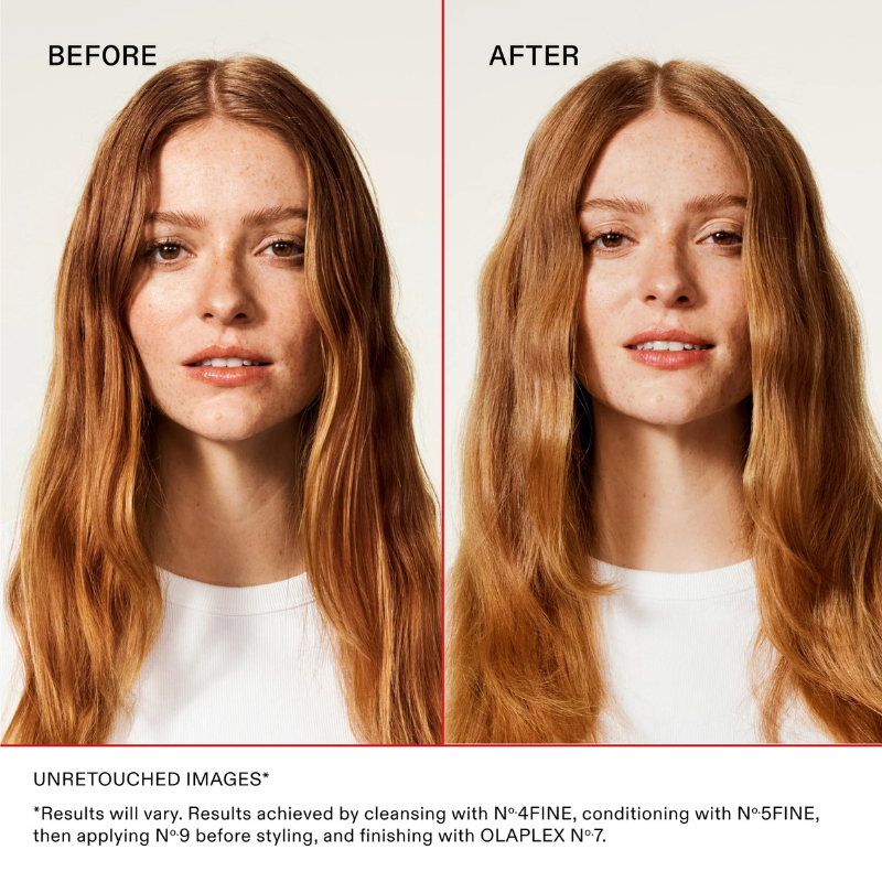 Voor en na resultaten van OLAPLEX No.5 FINE conditioner op fijn haar