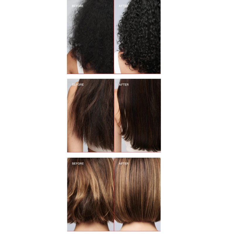 Voor en na OLAPLEX No 5 Leave-In resultaat op droog en beschadigd haar beste leave-in conditioner